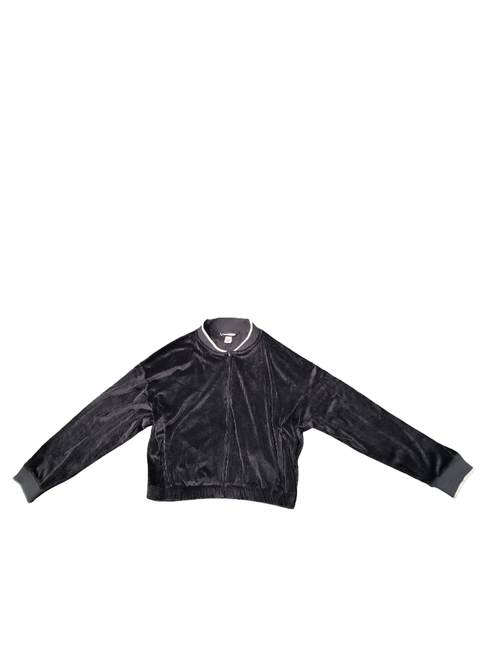 Victoria's Secret Black Velour Pullover with Contrast Trim